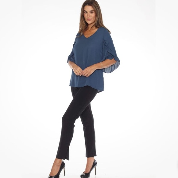 Joseph Ribkoff Nightfall Ruffled Tulip Sleeve Top - Picture 2 of 12